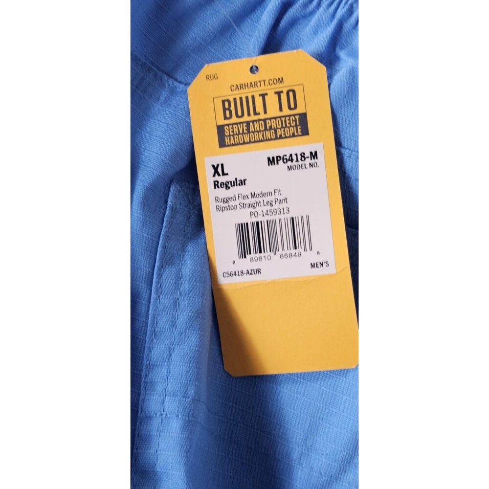 Carhartt Men's Straight Leg Utility Style Cargo Pants Blue XL Drawstring Waist - Picture 10 of 11